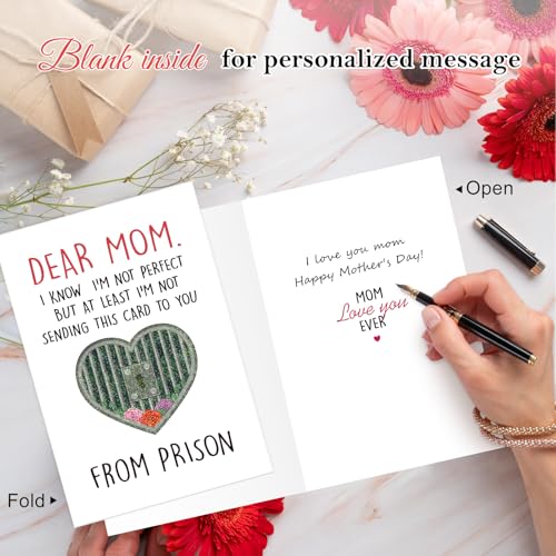 Funny Mother's Day Card from Prison with Envelope - 5.5"x8"
