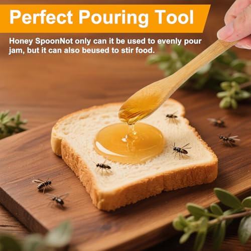 8-Piece Wooden Honey Dipper Set - 6-Inch Honey Spoon Sticks