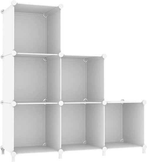 AWTATOS Cube Storage Organizer - 6 Stackable White Storage Cubes for Closet & Home Use