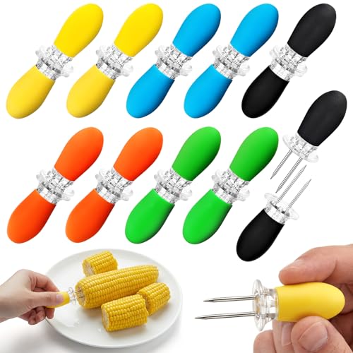 20 Pcs Stainless Steel Corn Cob Holders Set with Silicone Grip