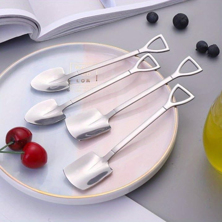 10-Piece Silver Dessert Spoon Set - 4.8" Stainless Steel Spoons