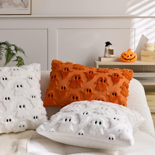 Halloween Ghost Pillow Covers Set of 2, 16x16 Inch Plush