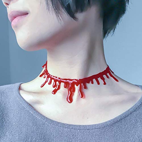 CBLUO Devil Horn Headband and Bloody Choker Necklace Halloween Costume Set