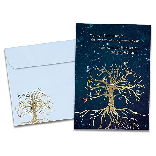 Winter Solstice Greeting Card - Bird Tree of Life - 5x7 - Eco-Friendly