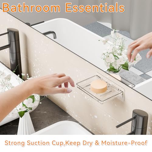 SuoXing Wall-Mounted Soap Holder - 2 Pack Self-Draining Acrylic Caddy