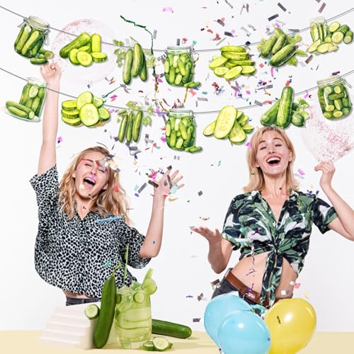 Pickle Birthday Banner Set - 2pc Green Funny Cucumber Party Decorations