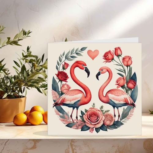 Premium Flamingo Anniversary Card with Luxury Envelope - 145mm