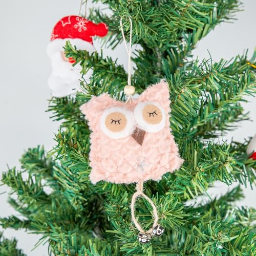 Berfutall Plush Owl Christmas Tree Ornaments 4-Pack Woodland Holiday Decor