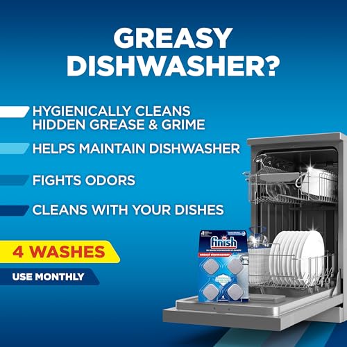 Finish Dishwasher Cleaner Tablets, 4 Count - Deep Clean & Freshen