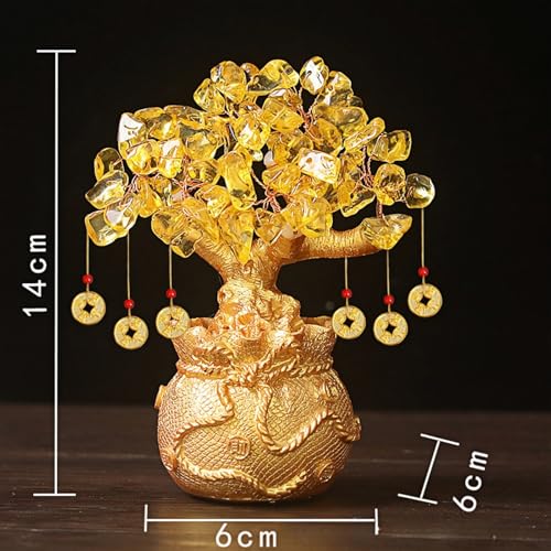 Green Aventurine Crystal Money Tree Feng Shui Fortune Bag - Lucky Wealth Decor