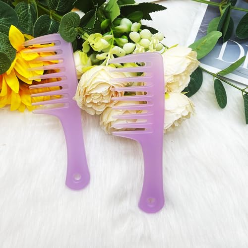 Denlydom Mini Wide Tooth Pocket Comb - Clear Purple Travel Hair Detangler