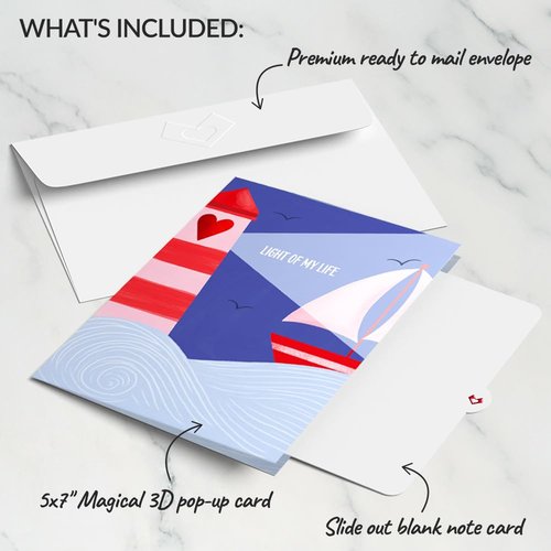Lovepop Valentine's Day Pop-Up Card with LED Lights for Her and Him - 3D Light-Up Greeting Cards for Boys, Girls, Men, Women - Light of My Life - 5" x 7" Card - Blank Notecard & Envelope Included