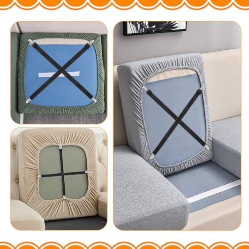 Adjustable Couch Cushion Cover Straps with Clips - Set of 4
