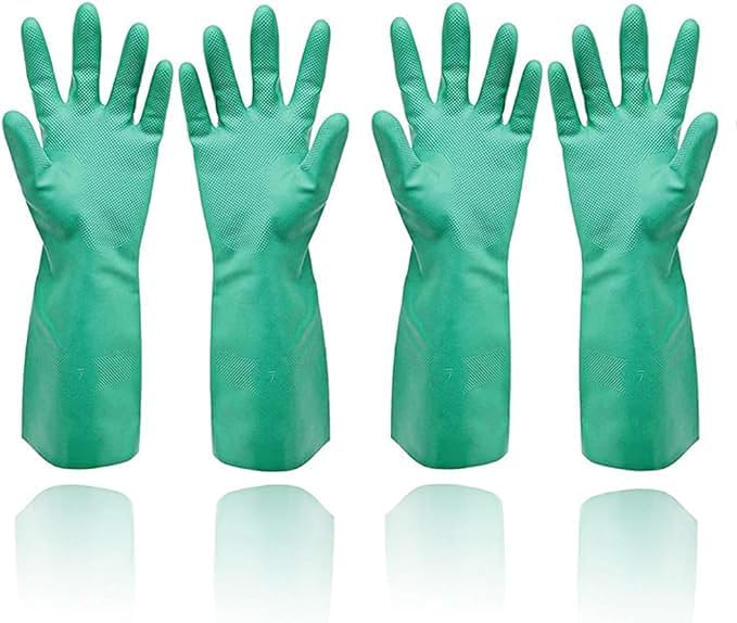 GAYISIC Reusable Kitchen Cleaning Gloves, Latex-Free Non-Slip - Large, 2 Pairs