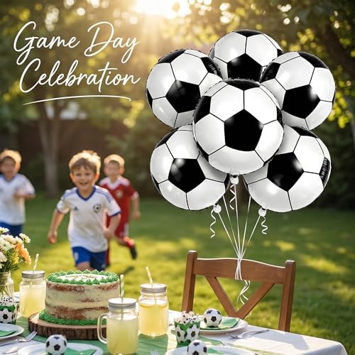 Soccer Balloons for Soccer Theme Birthday Party - 18 Inch Foil Balloons by OHOME