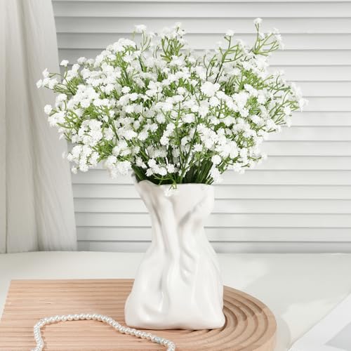 42 Pcs White Artificial Baby's Breath Flowers - Real Touch Faux Floral Arrangements for Weddings & Decor