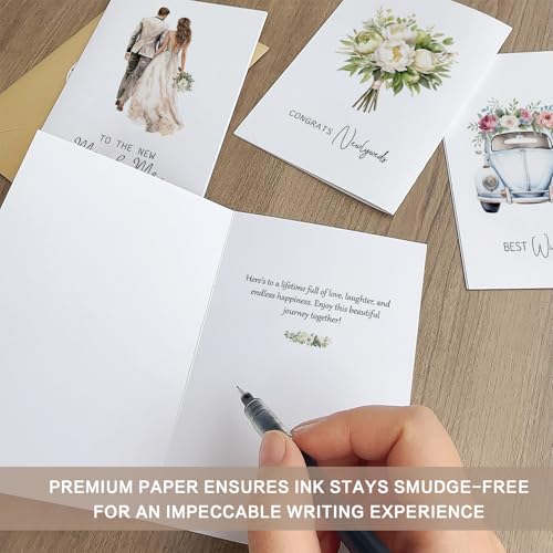 20 Pack Wedding Congratulations Cards with Envelopes - Watercolor Designs
