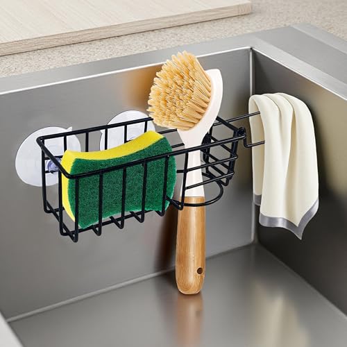 3-in-1 Stainless Steel Kitchen Sink Sponge Holder & Dish Cloth Hanger - 1p