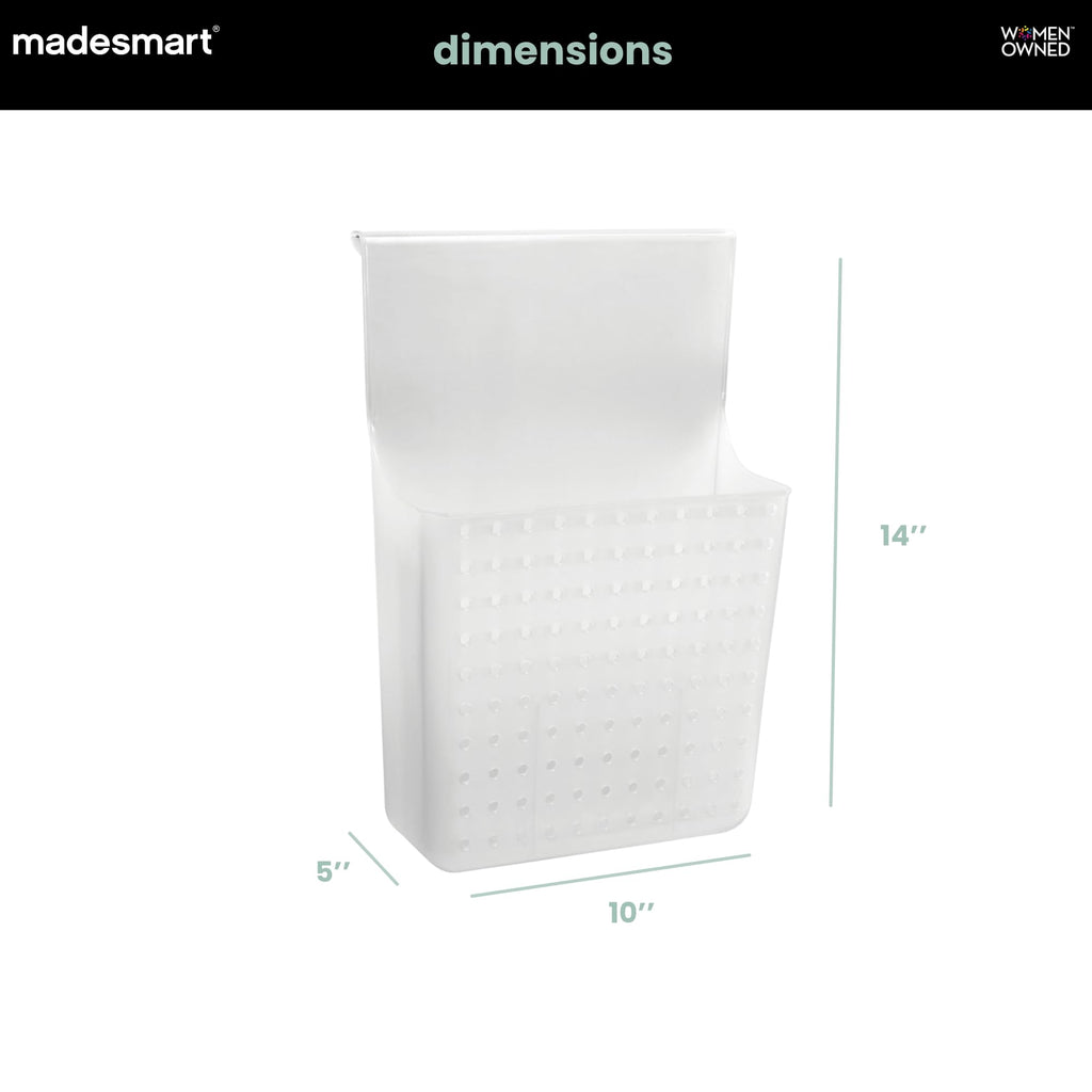 madesmart Over-Door Organizer, Storage for Aluminum Foil, Parchment Paper & Kitchen Wraps, Dual Divided Bins with Soft-Grip Over-Door Hook, White