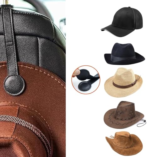 NAGRAN 2-Pack Magnetic Cowboy Hat Holder for Car & Truck Storage