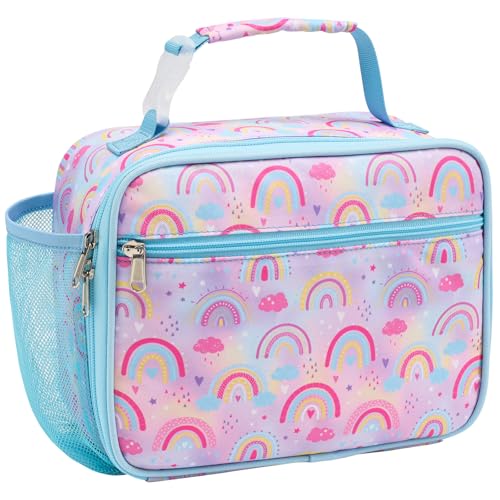 Bagseri Insulated Kids Lunch Bag - Leak-Proof Lunch Box for Girls, Pink Rainbow