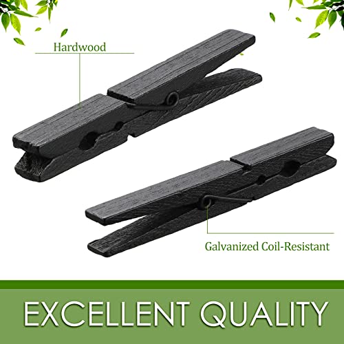 Marsui 4 Inch Wooden Clothespins 200 Pcs Black Heavy Duty Clothes Pins