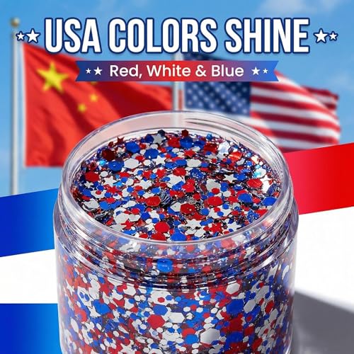 Jacnkb Red White and Blue Patriotic Face and Body Glitter Gel 36g