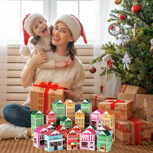 Christmas Advent Calendar Gift Boxes Set - Classic DIY Village, 30 Pieces