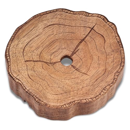 Acacia Wooden Soap Dish with Self Draining - Tree Ring 3.94" x 3.94"