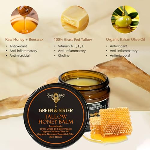 Grass-Fed Beef Tallow Balm with Raw Honey - Citrus Moisturizer for Face & Body