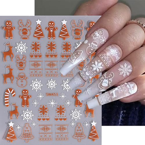 Christmas Nail Stickers 6 Sheets Self-Adhesive Winter Decals