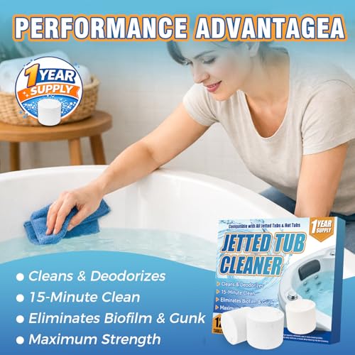 Mosconly Jetted Tub Cleaner Tablets - 12 Heavy Duty Bath Cleaner