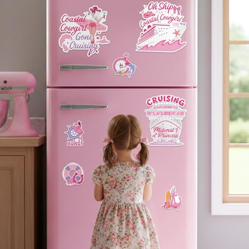 Coastal Cowgirl Cruise Door Magnets 7PCS Pink Refrigerator Decals