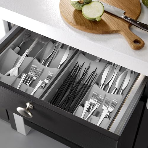 Simple Houseware Adjustable Angled Utensil Drawer Organizer, Gray
