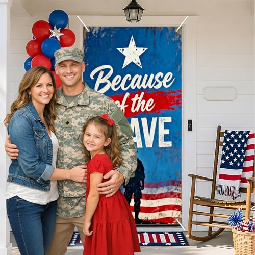 BlissYard Veterans Tribute Door Cover 35x71 Inch Polyester Banner