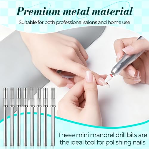 6 Pcs Mandrel Nail Drill Bits 3/32 Shank for Sanding Bands Manicure