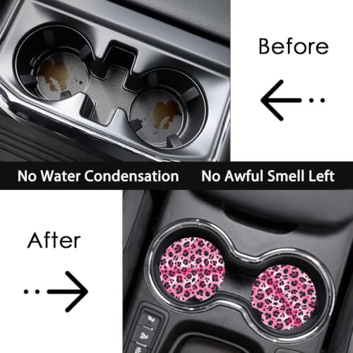 Cat Car Cup Holder Coasters 2 Pack - Waterproof Neoprene Rubber Mats 2.75 Inch
