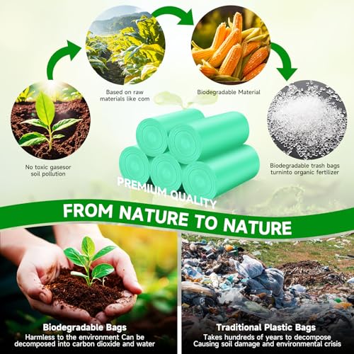 4 Gallon Biodegradable Trash Bags - 100 Count, Unscented Mini Garbage Liners