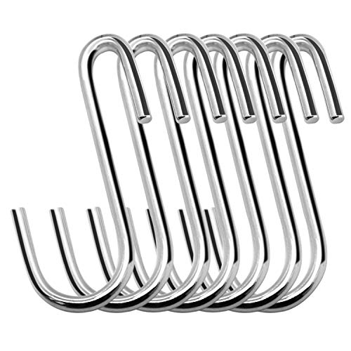 LU2000 Heavy Duty Stainless Steel S-Hooks - 2.4 Inch Pot Rack Hangers (10 Pack)