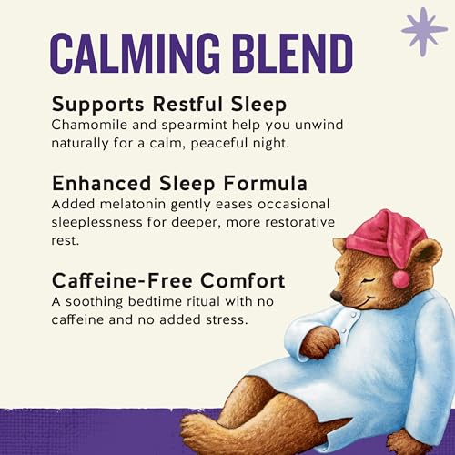 Celestial Seasonings Sleepytime Melatonin Herbal Tea - 18 Caffeine-Free Bags, Nighttime Relaxation