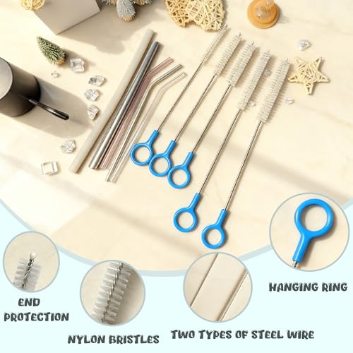 CIDYAUST Metal Straw Cleaner Brush Set - 5 Nylon Bristle Brushes
