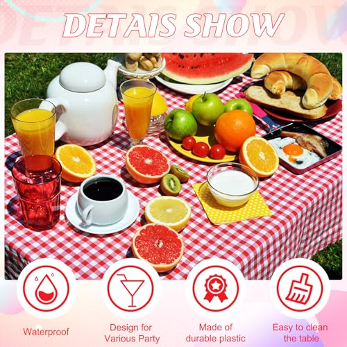 3 Pack Red Gingham Disposable Tablecloths - 54x108 Inch