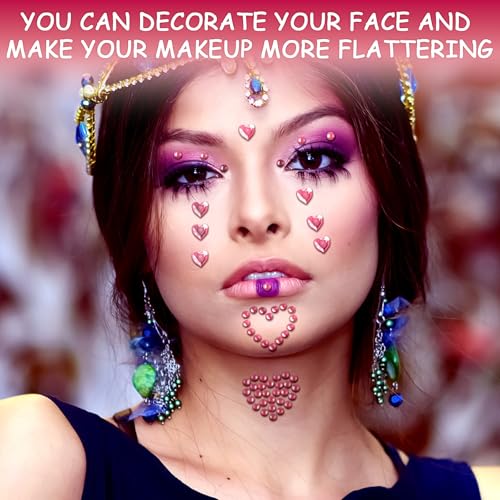Self-Adhesive Rhinestone Face Gems Stickers - 3 Sheets for Makeup