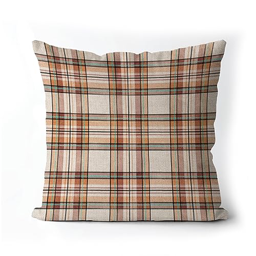 AOFANGGO Fall Pillow Cover 20x20 Inch Faux Linen, Autumn Decor