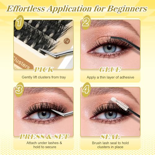 FLOMAZE Wispy Lash Clusters 60D D Curl DIY Individual Eyelash Extensions 320Pcs