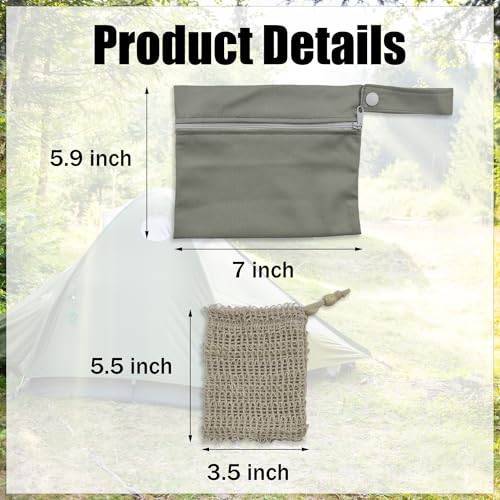 2Set Travel Soap Bar Case - 2 Soap Bags & 2 Foaming Nets,Waterproof & Leakproof Bag With Natural Cotton-Linen Soap Foaming Net,Portable Quick-Dry Waterproof Bag for Travel & Camping