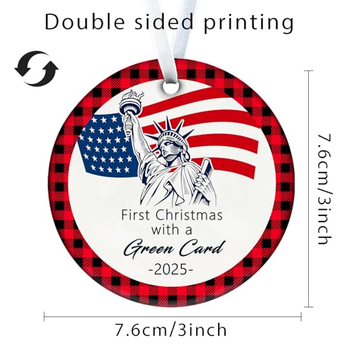 Green Card Christmas Ornament 2025 US Citizenship Gift Keepsake
