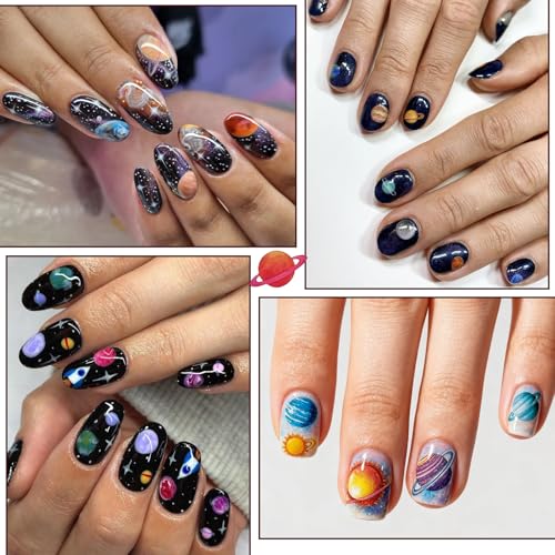 IDDFEVE Galaxy Planet Nail Stickers Self-Adhesive Celestial Space Art Decals 2 Sheets