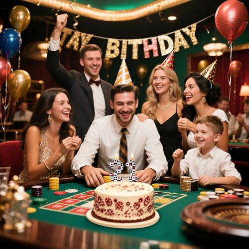 Casino Poker Birthday Candles - Fun Cake Toppers for Ages 0-100