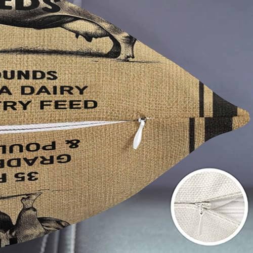 Smooffly Vintage Cow Feed Sack Lumbar Pillow Cover, 12x20 Cotton Linen